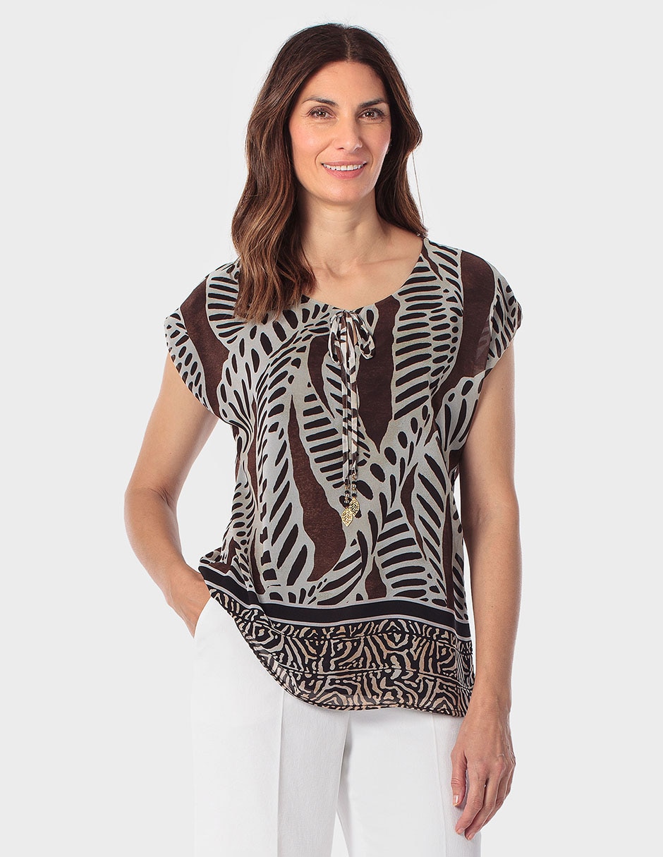 Blusa Punt Roma manga corta para mujer
