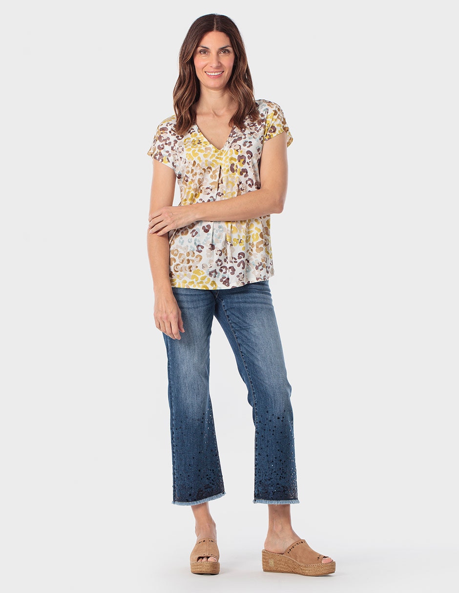 Playera manga corta Punt Roma cuello v para mujer