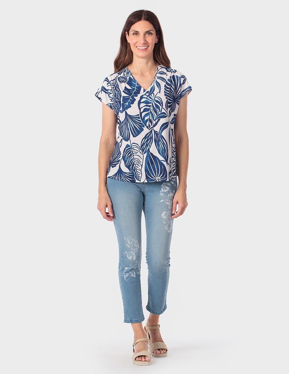 Playera manga corta Punt Roma cuello v para mujer