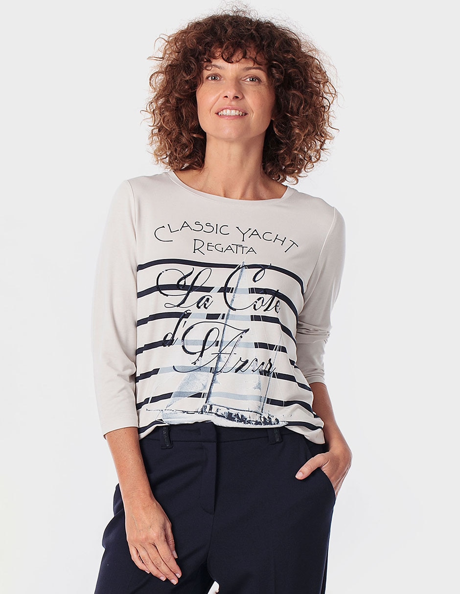 Playera manga 3/4 Punt Roma cuello redondo para mujer