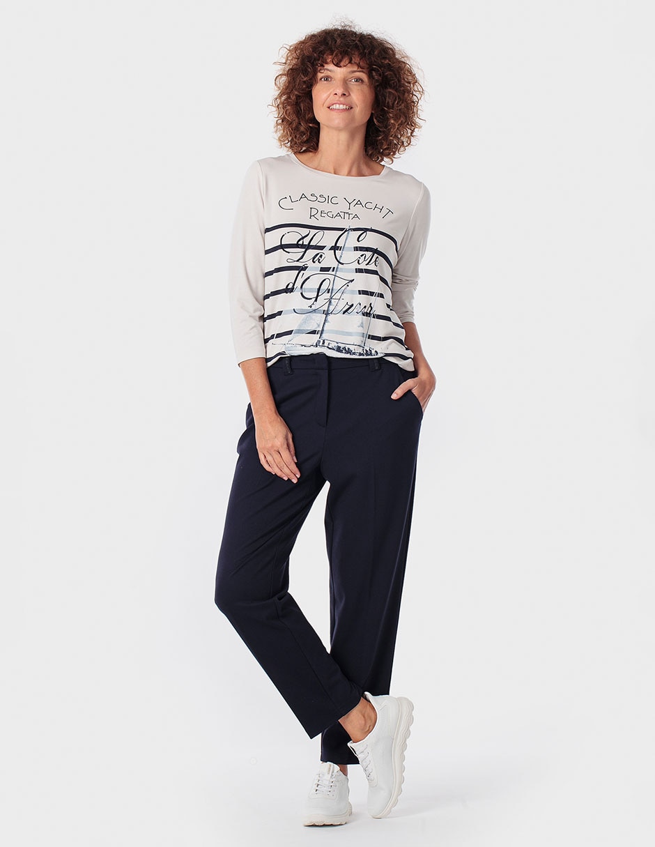 Playera manga 3/4 Punt Roma cuello redondo para mujer