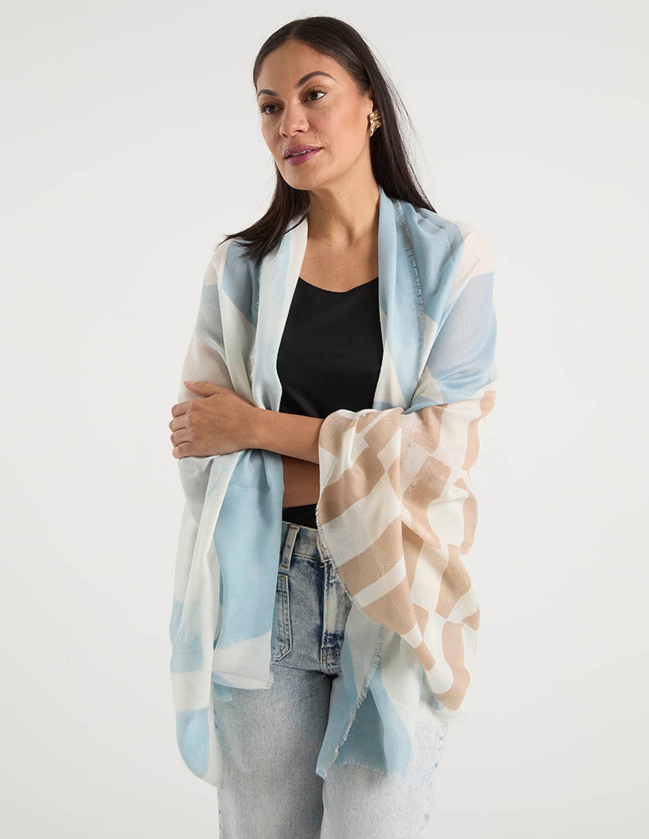 Pashmina con estampado bloques de color para mujer 1