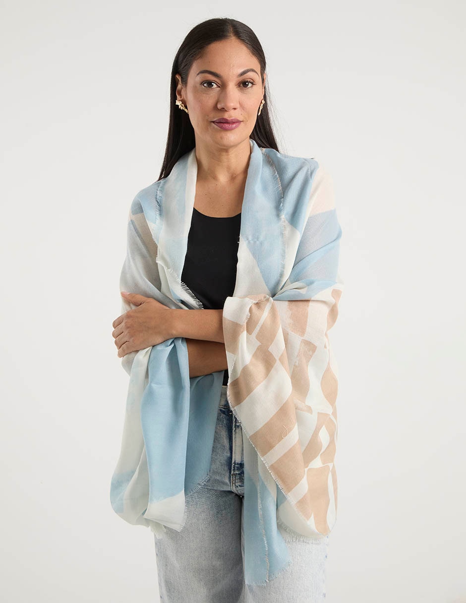 Pashmina con estampado bloques de color para mujer 7