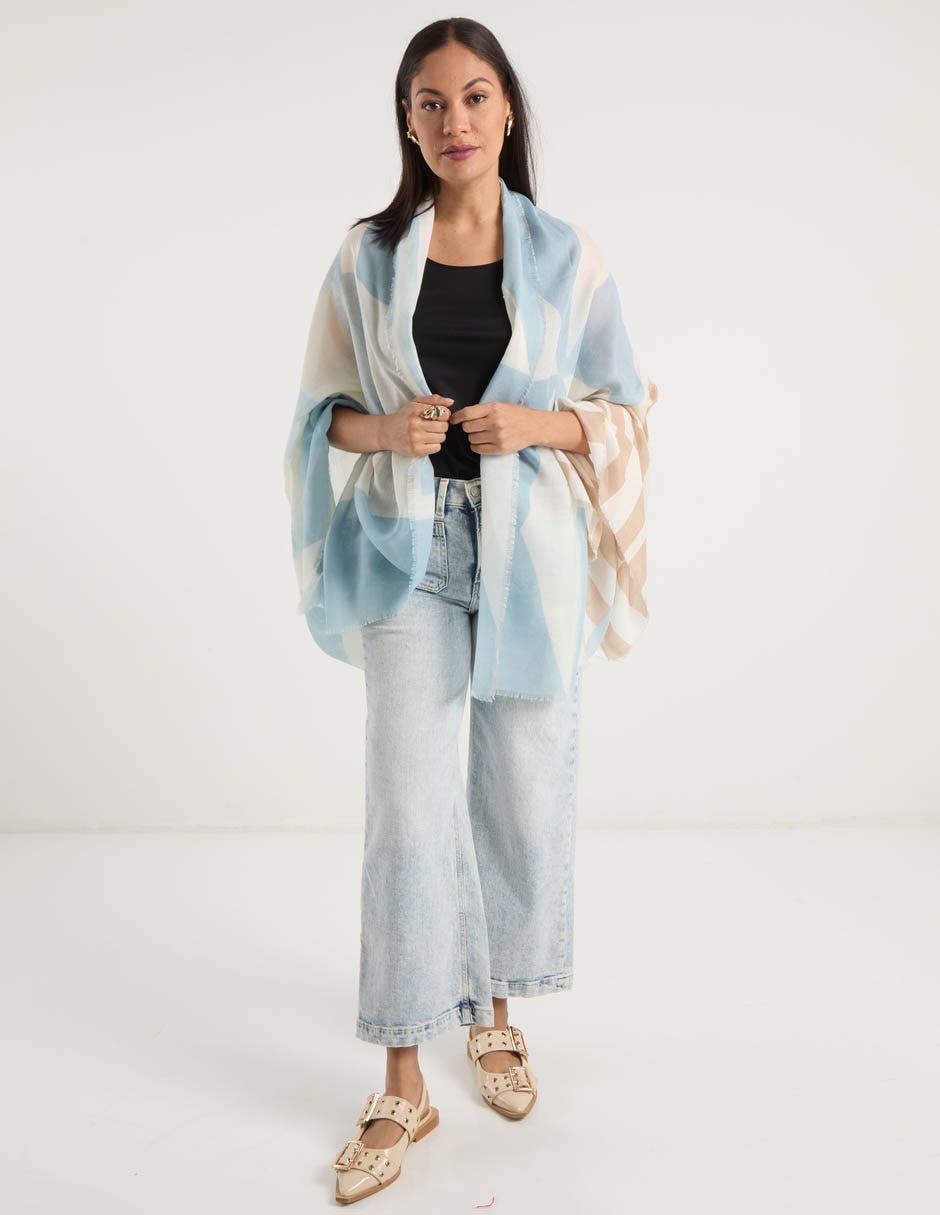 Pashmina con estampado bloques de color para mujer 8