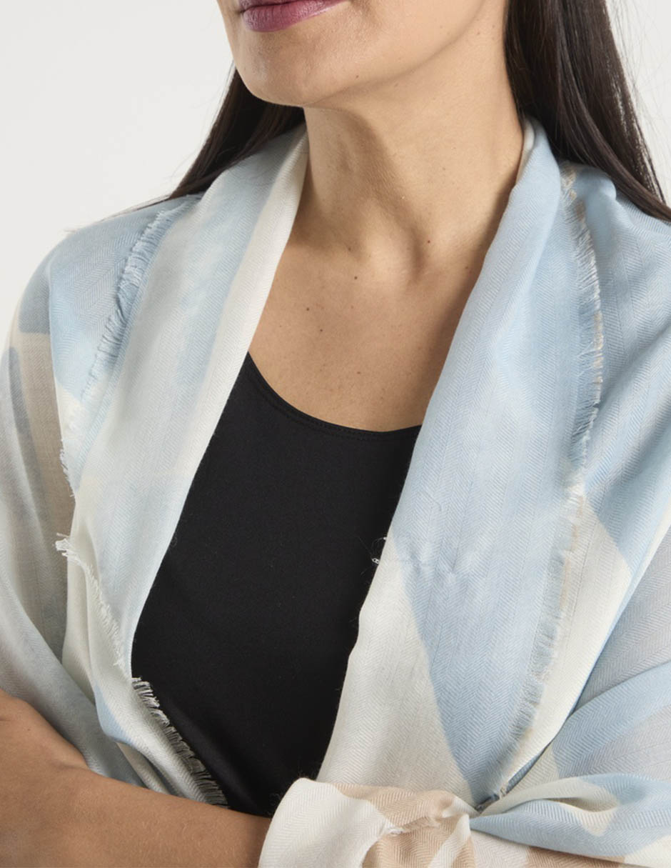 Pashmina con estampado bloques de color para mujer 9