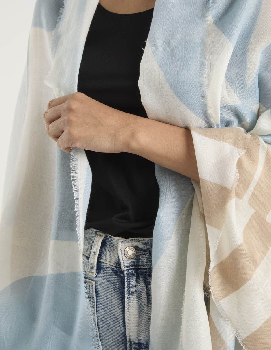 Pashmina con estampado bloques de color para mujer 10