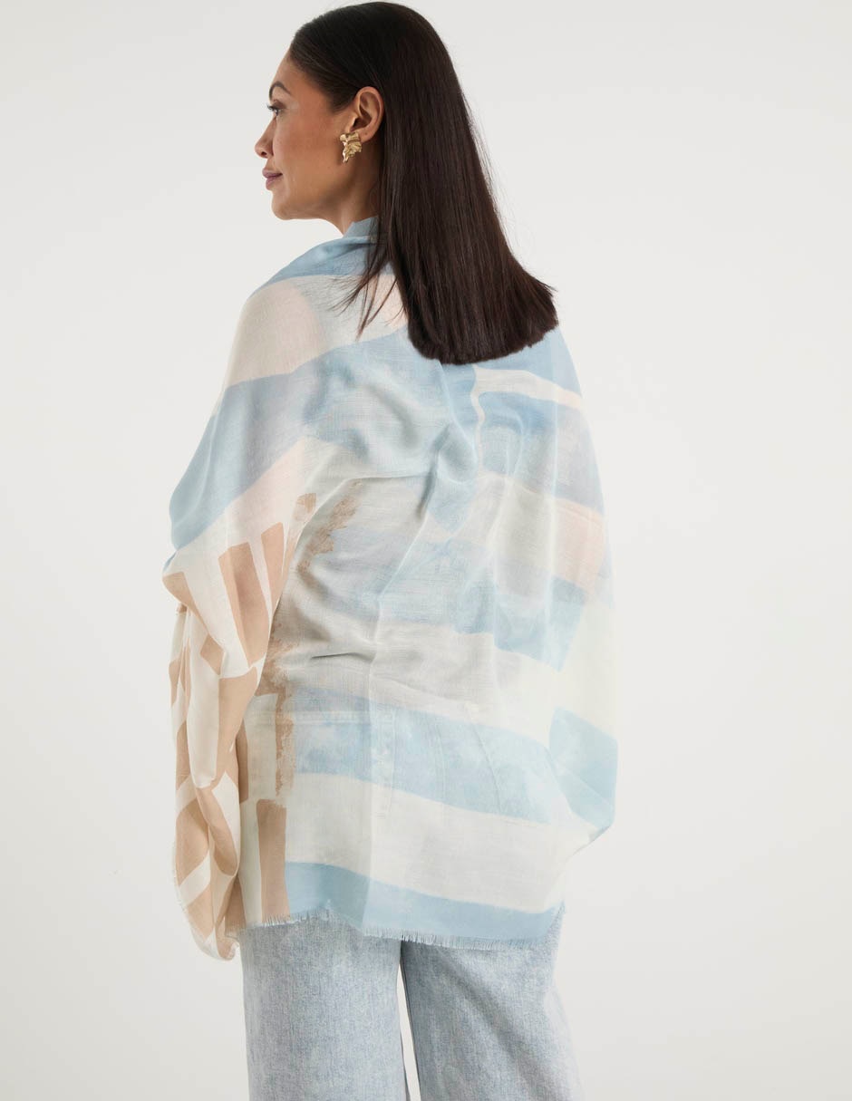 Pashmina con estampado bloques de color para mujer 11
