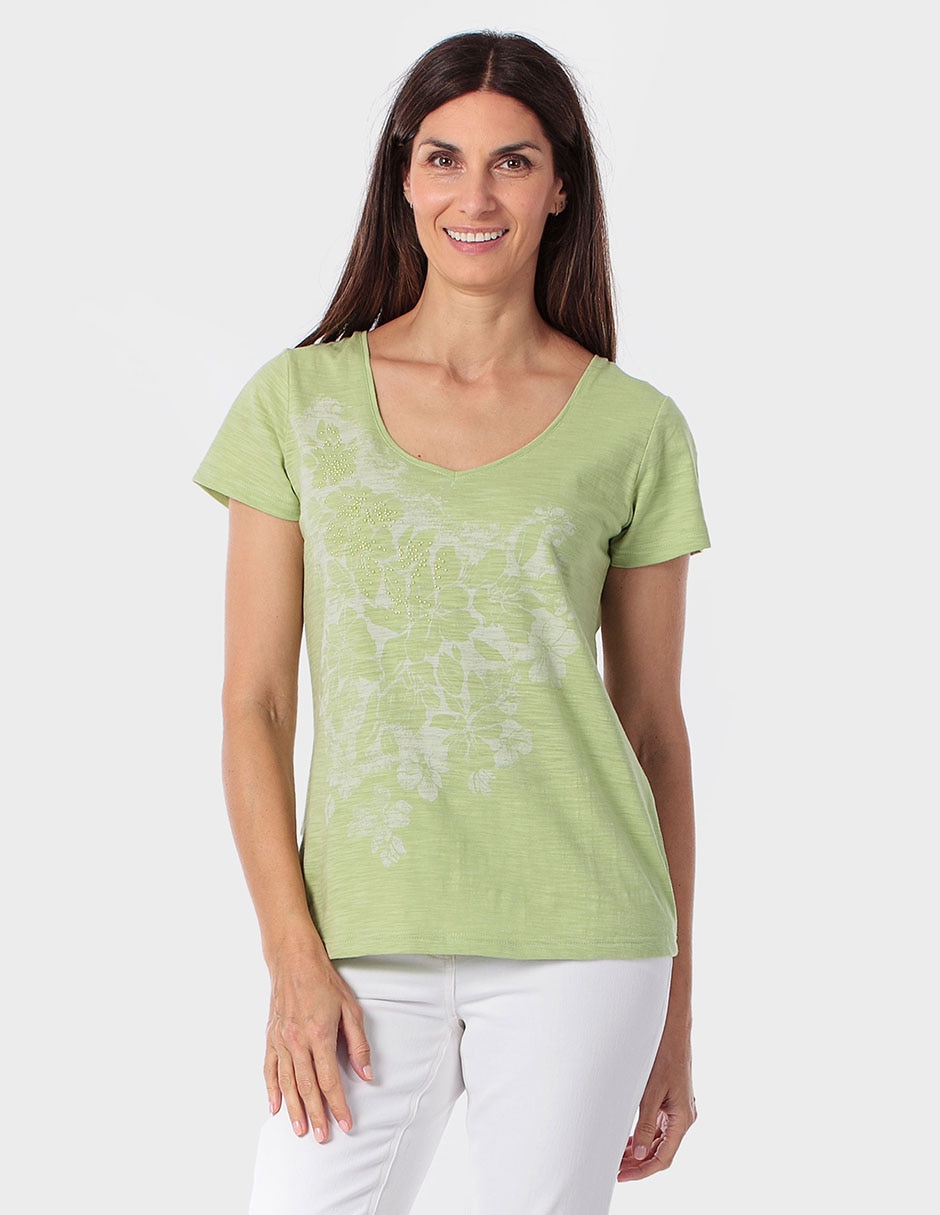 Playera manga corta Punt Roma cuello redondo para mujer