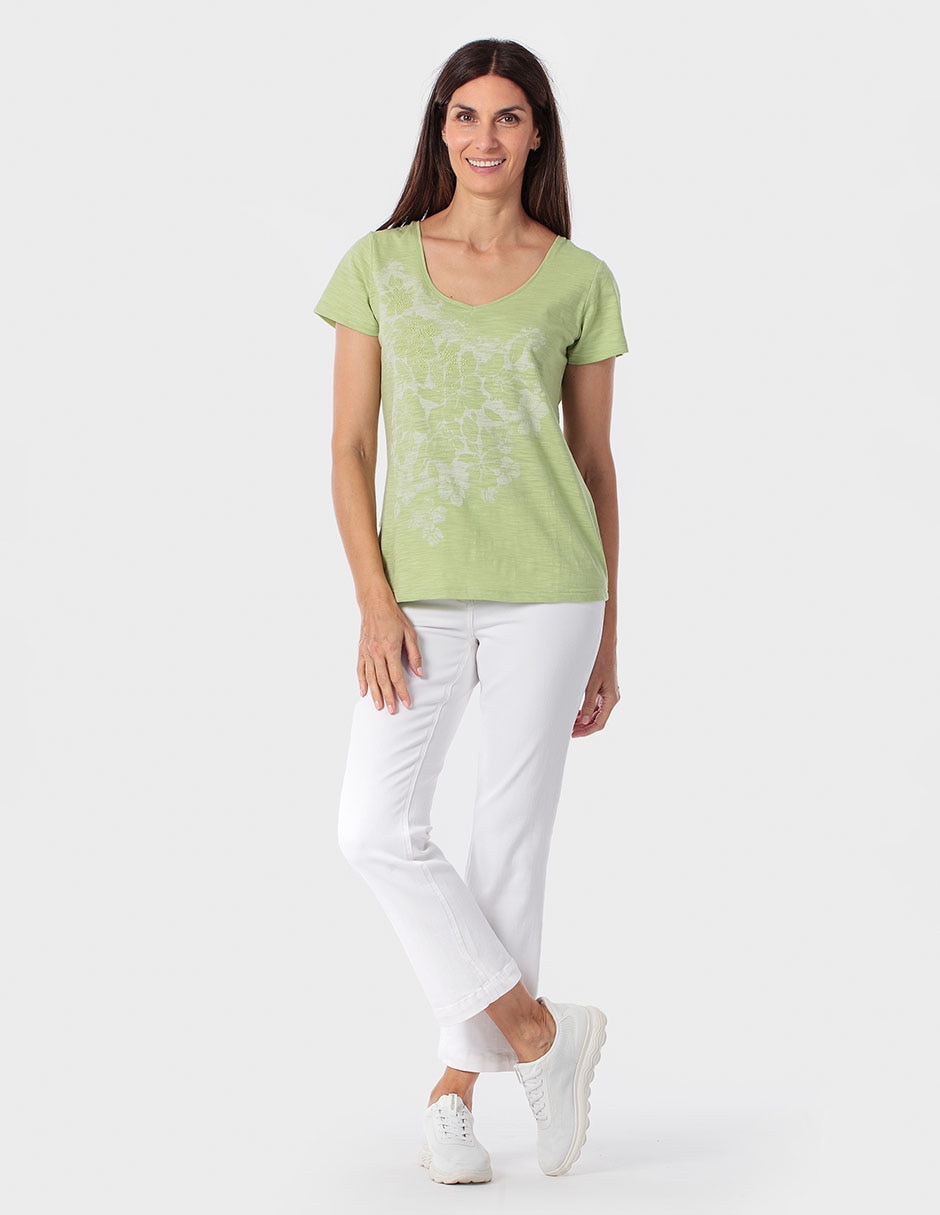 Playera manga corta Punt Roma cuello redondo para mujer
