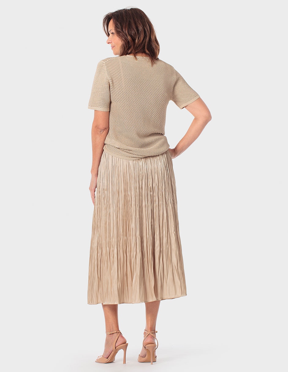 Falda midi Punt Roma a la cintura