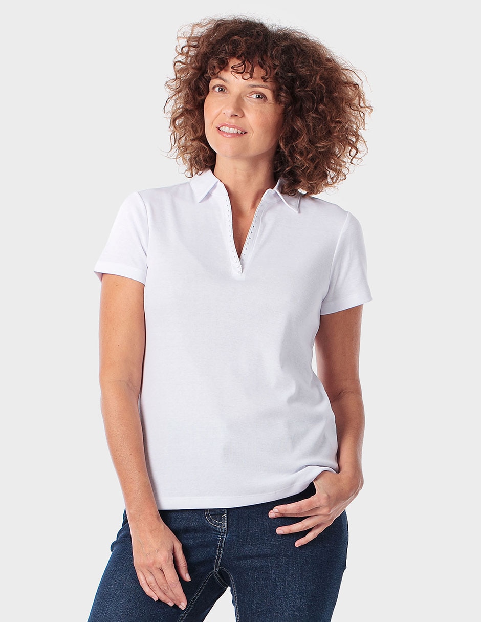 Playera manga corta Punt Roma cuello polo para mujer