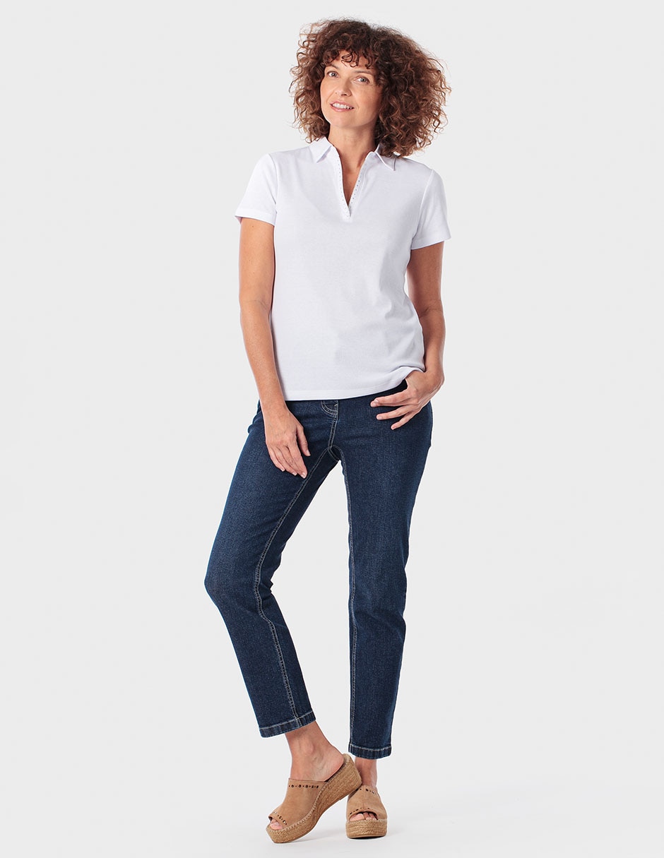 Playera manga corta Punt Roma cuello polo para mujer