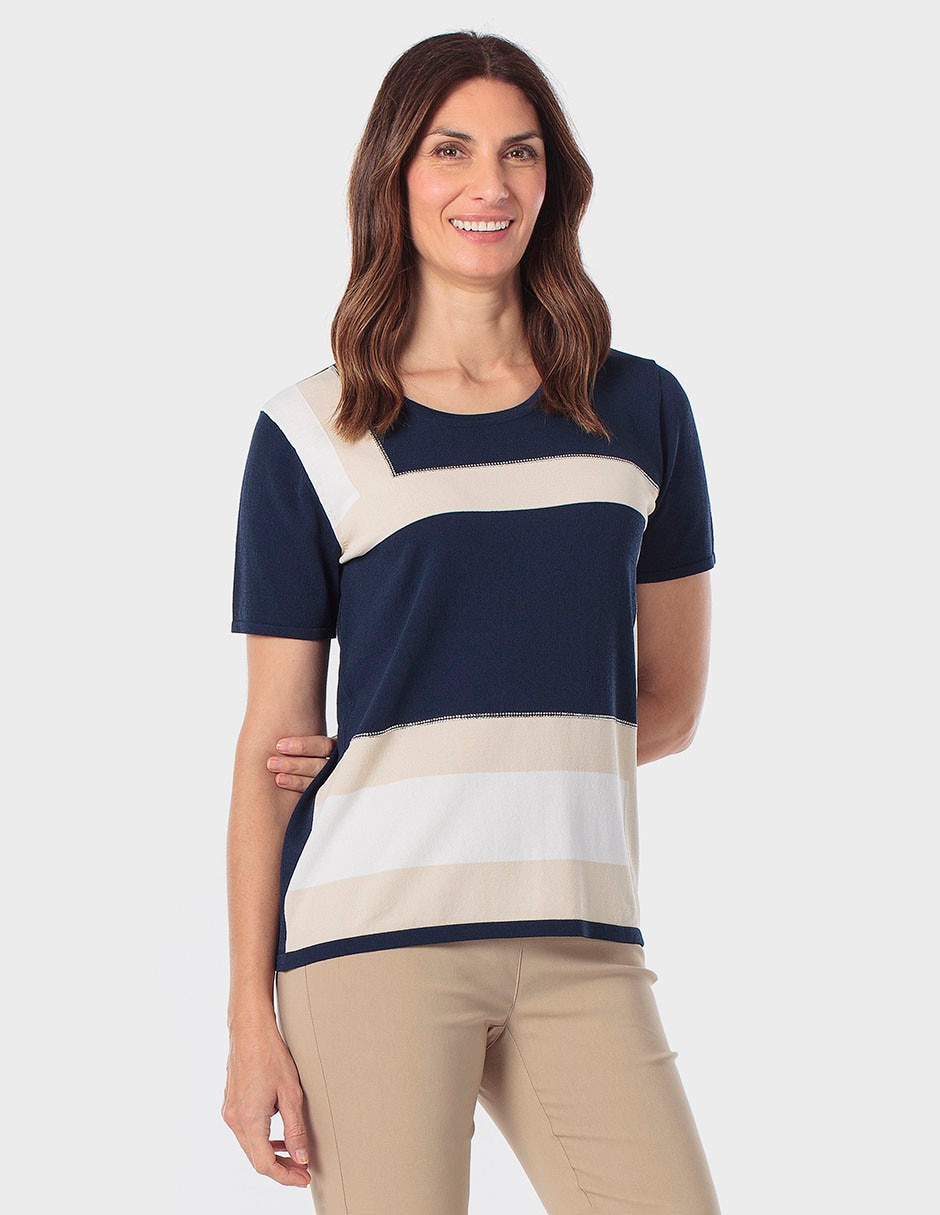 Playera manga corta Punt Roma cuello redondo para mujer
