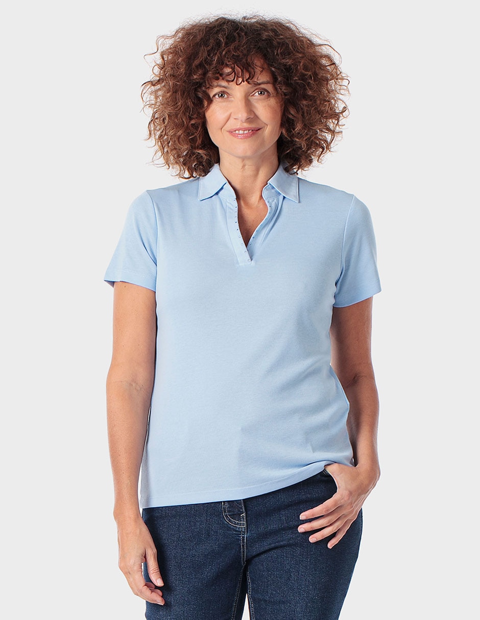 Playera manga corta Punt Roma cuello polo para mujer