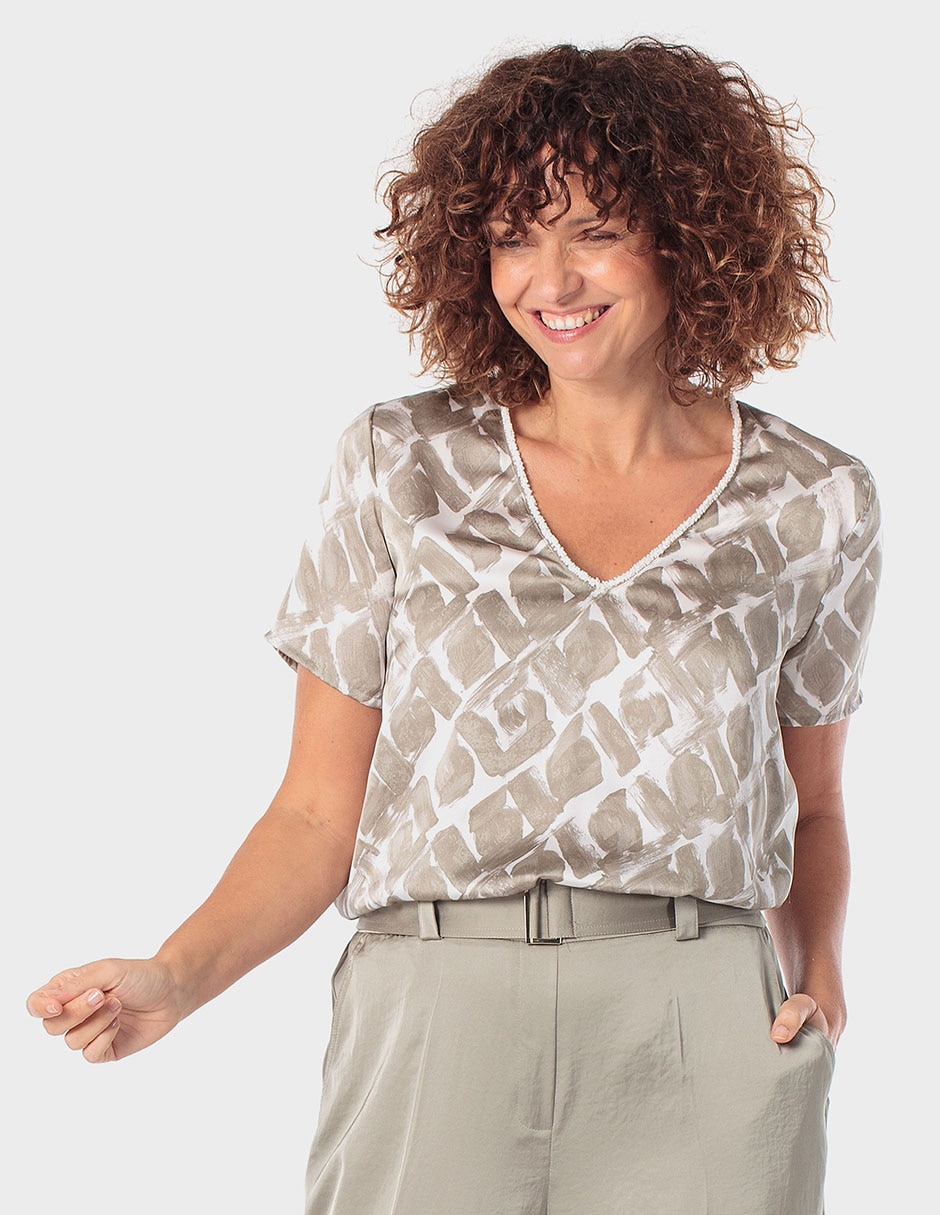 Blusa Punt Roma manga corta para mujer