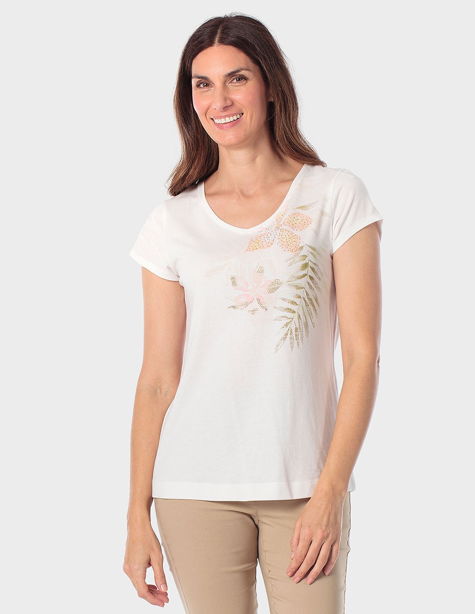 Playera manga corta Punt Roma cuello redondo para mujer