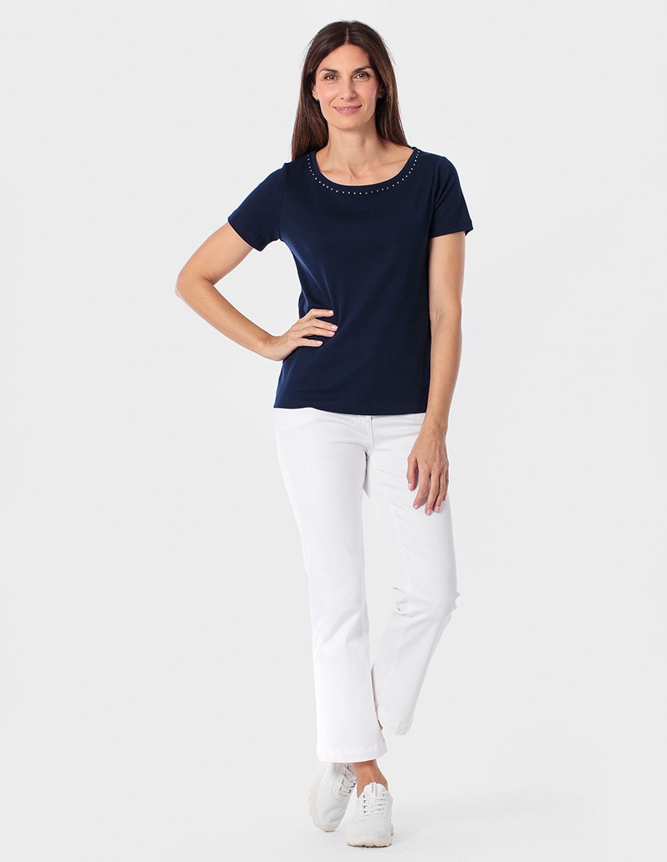 Playera manga corta Punt Roma cuello redondo para mujer
