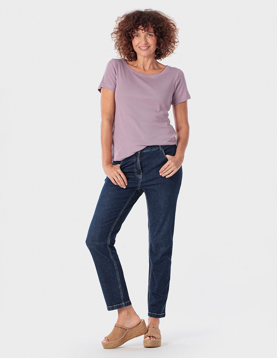 Playera manga corta Punt Roma cuello redondo para mujer