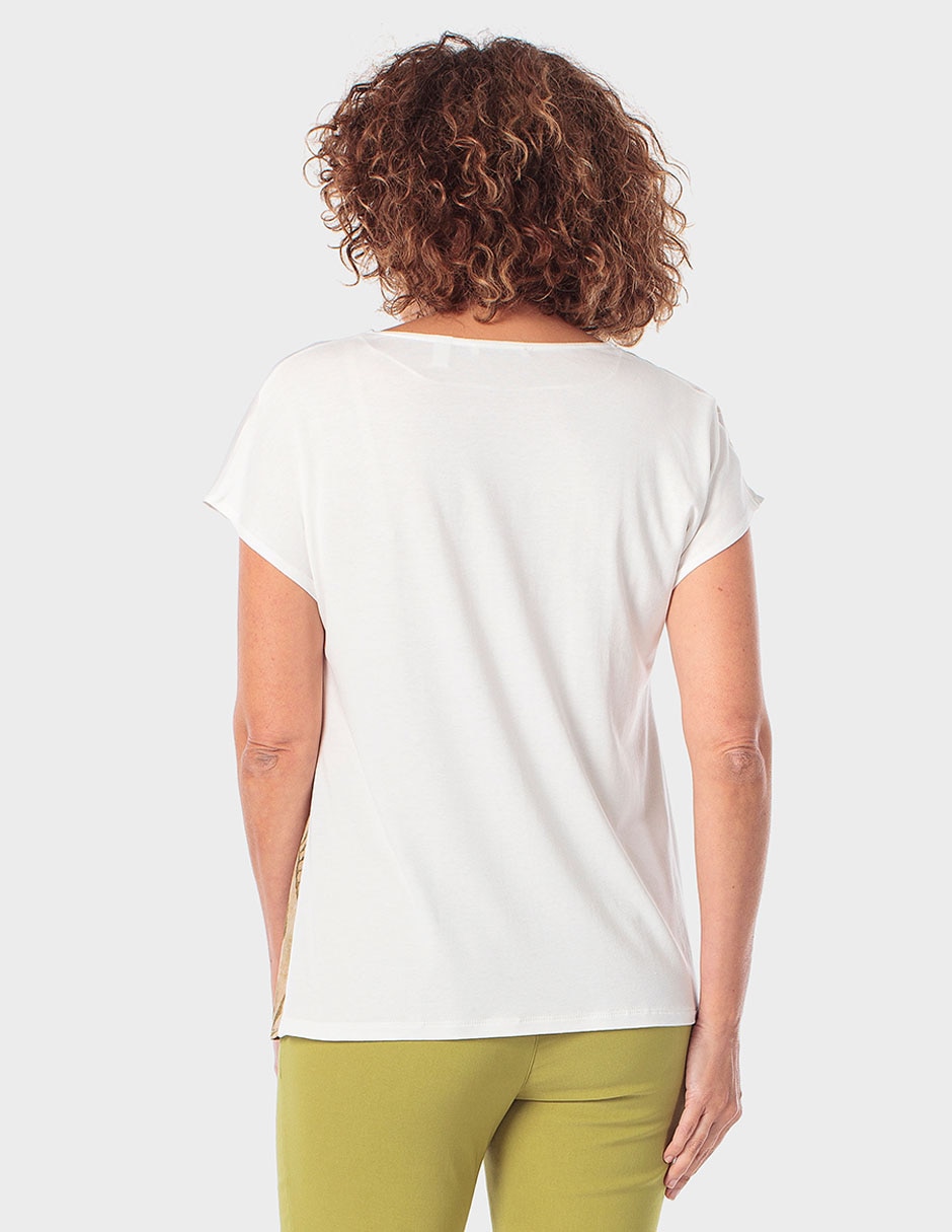 Blusa manga corta Punt Roma cuello V para mujer