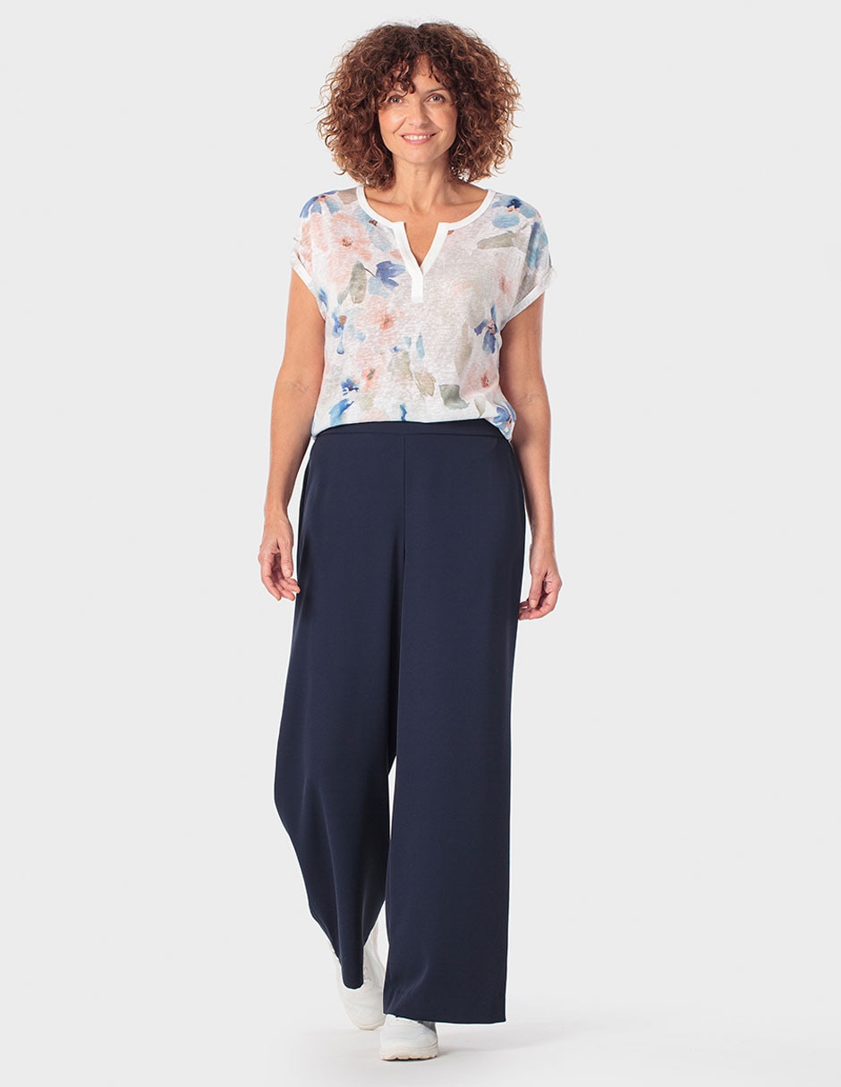 Blusa manga corta Punt Roma cuello v para mujer