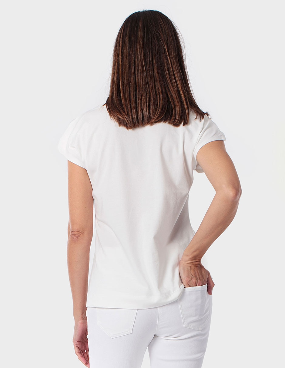 Blusa manga corta Punt Roma cuello redondo para mujer