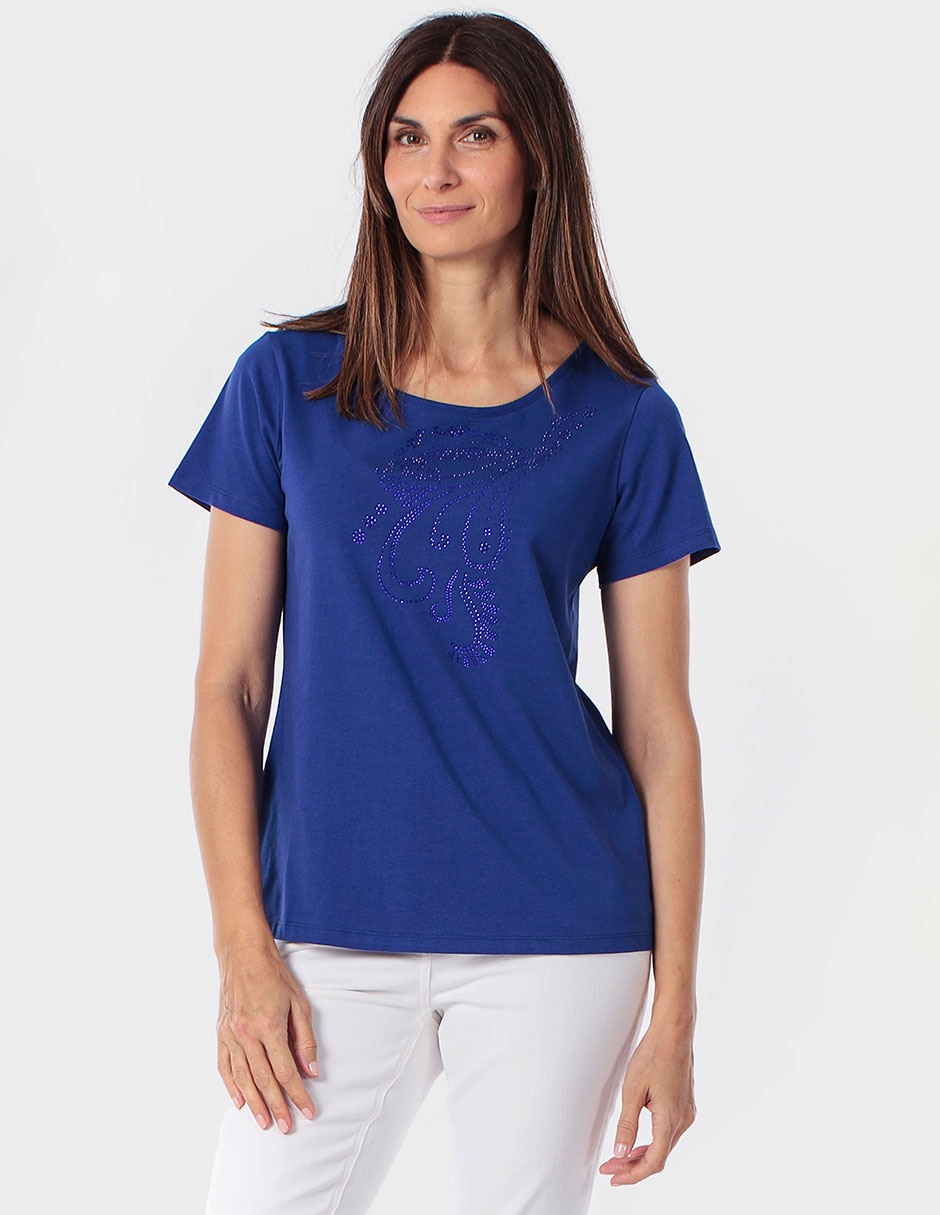 Playera manga corta Punt Roma cuello redondo para mujer