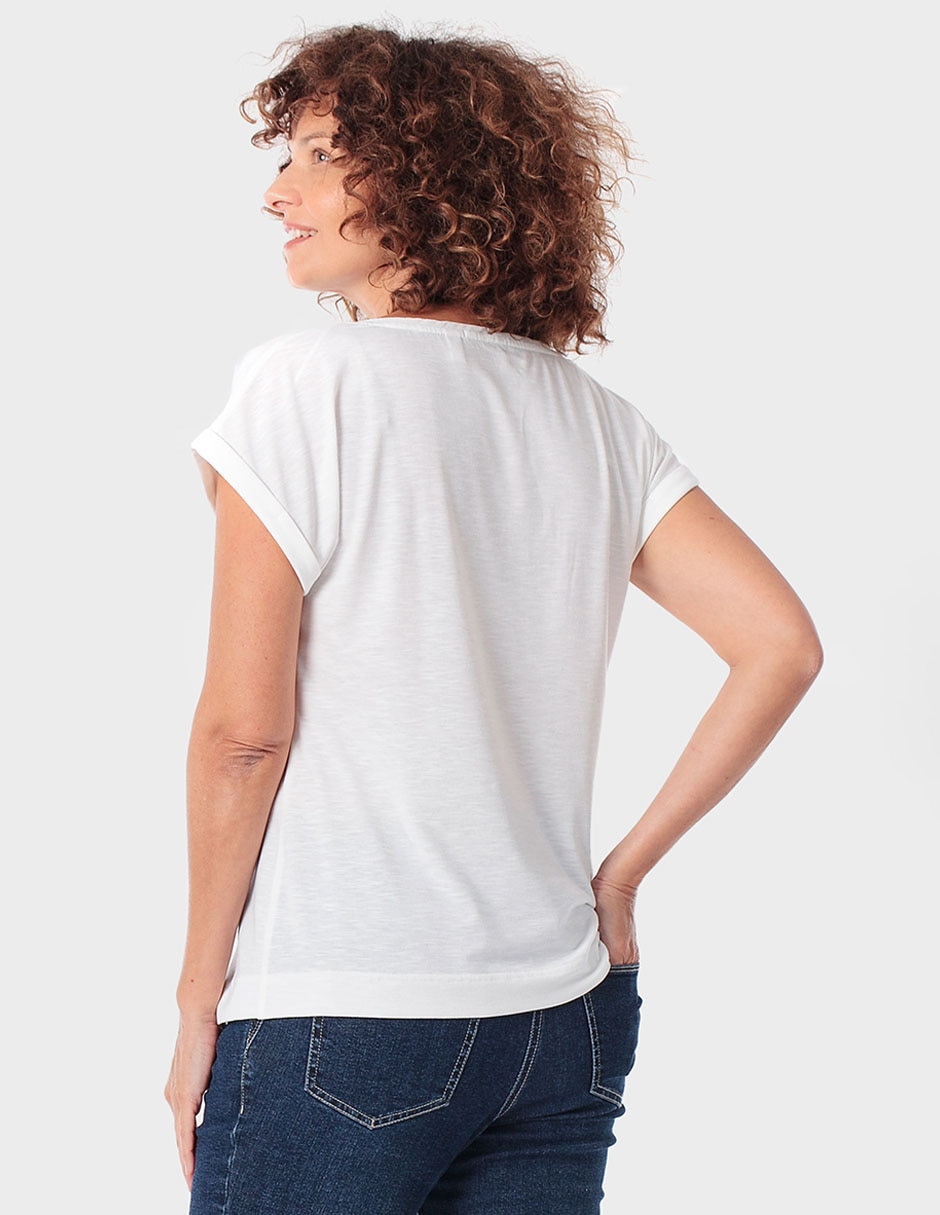 Playera manga corta Punt Roma cuello redondo para mujer