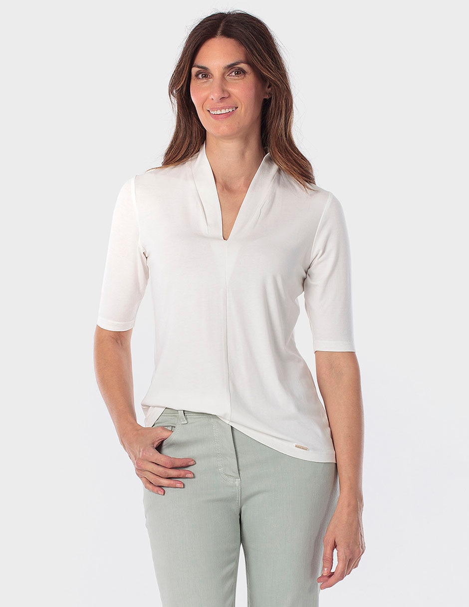 Blusa Punt Roma manga corta para mujer