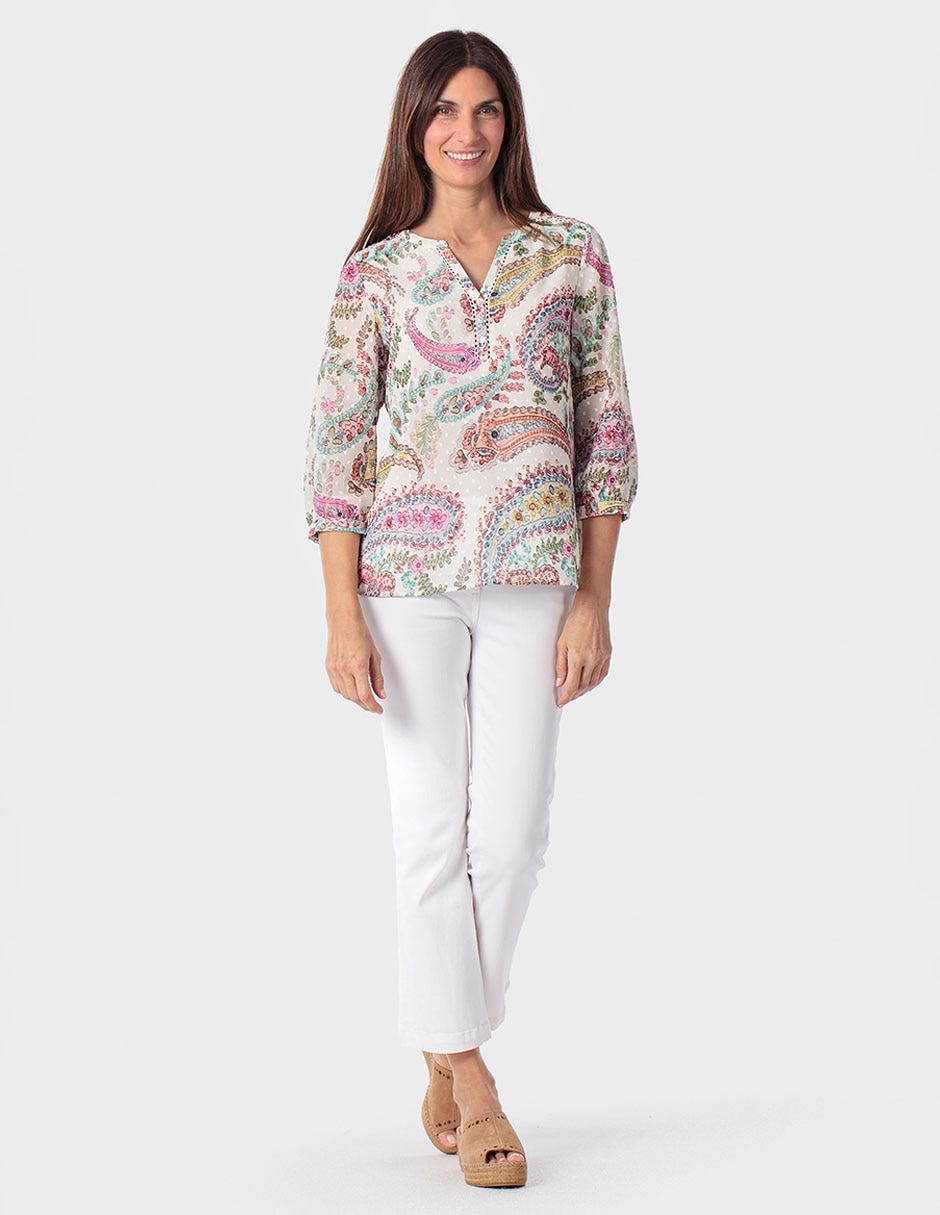 Blusa Punt Roma manga 3/4 para mujer