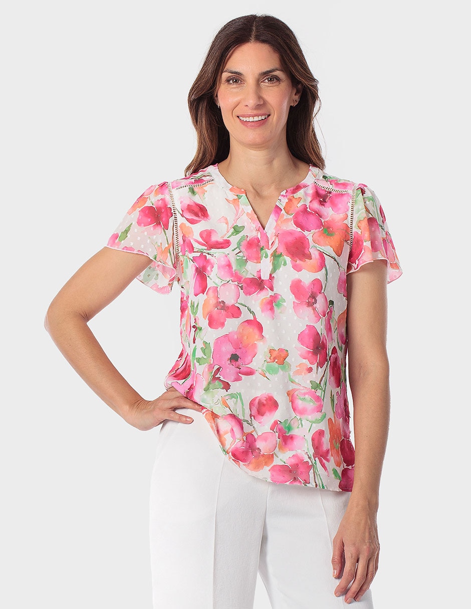 Blusa Punt Roma manga corta para mujer