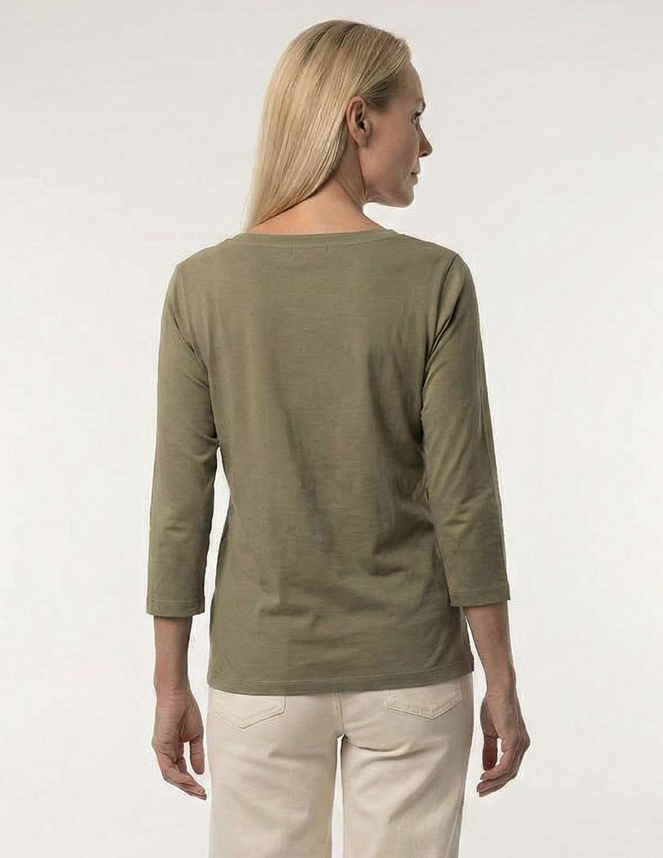 Playera manga 3/4 cuello redondo para mujer 3