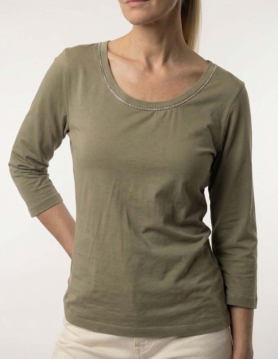 Playera manga 3/4 cuello redondo para mujer 2