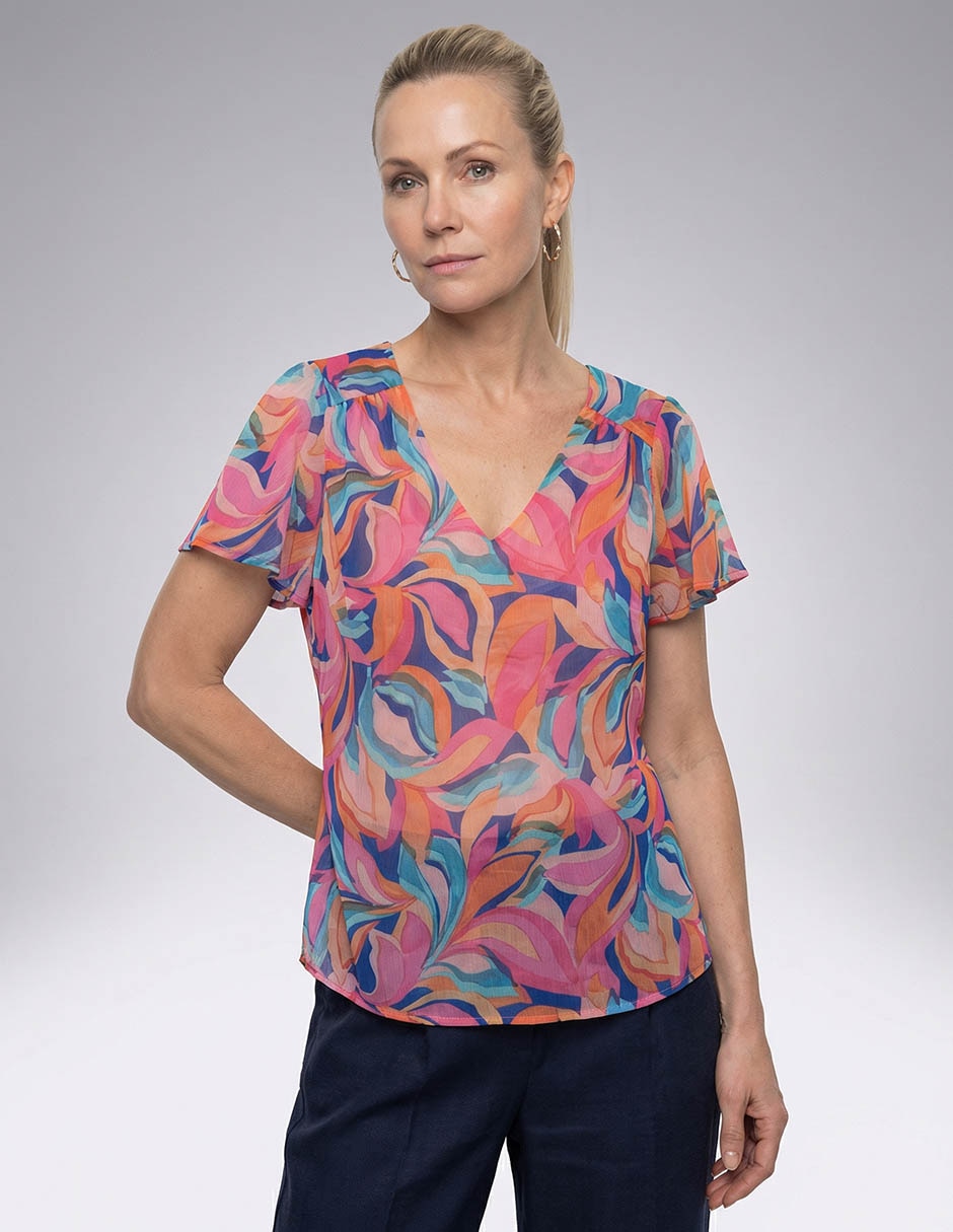 Playera manga corta cuello v para mujer