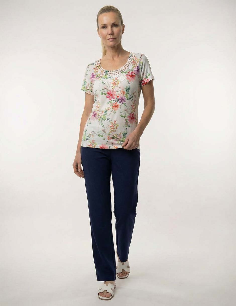 Playera manga corta cuello redondo para mujer 3