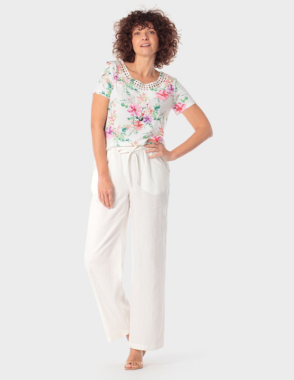 Playera manga corta Punt Roma cuello redondo para mujer
