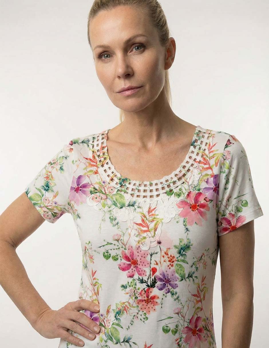 Playera manga corta Punt Roma cuello redondo para mujer