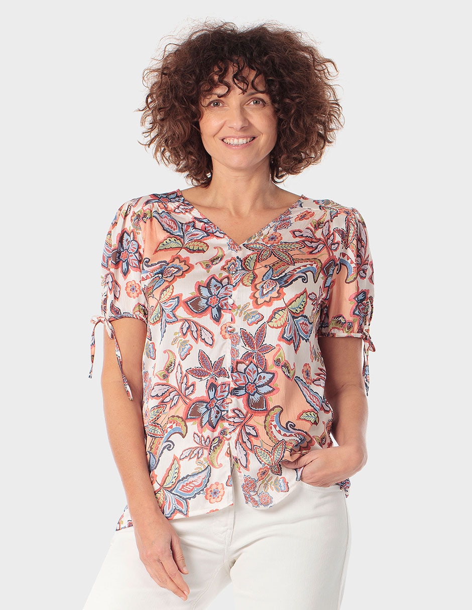 Playera manga corta cuello v mujer