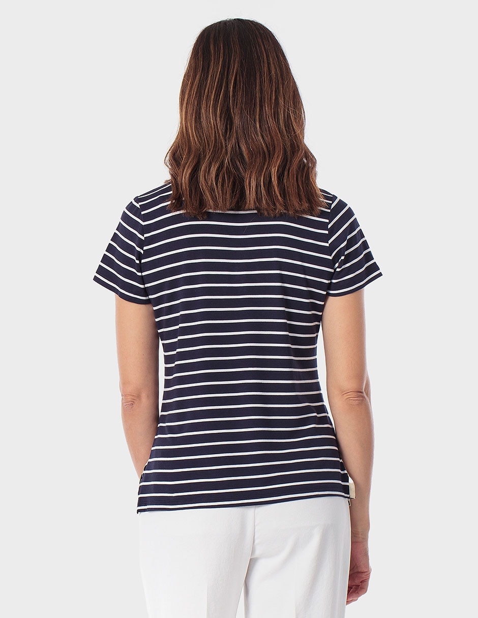 Playera manga corta cuello v para mujer 2