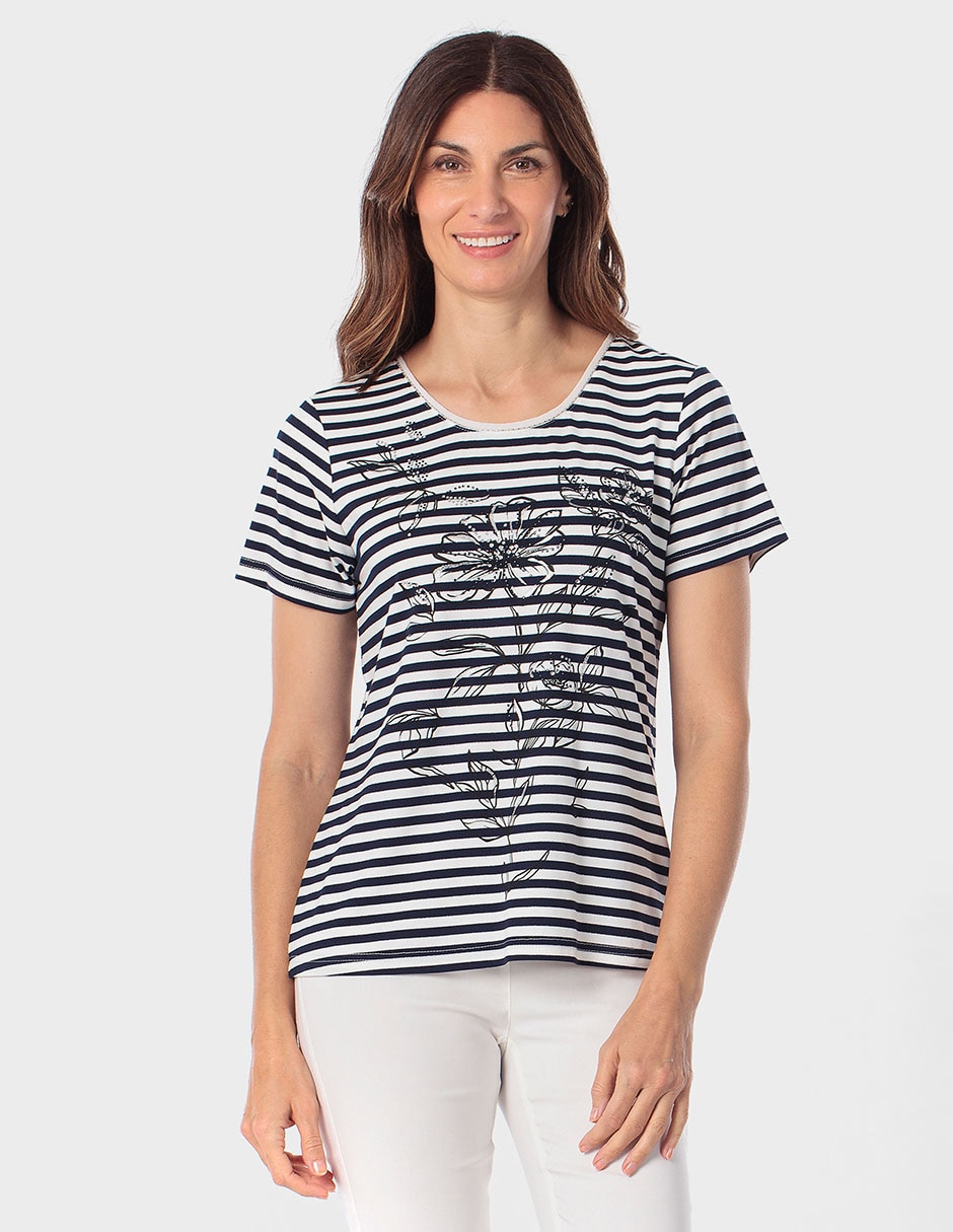 Playera manga corta Punt Roma cuello redondo para mujer