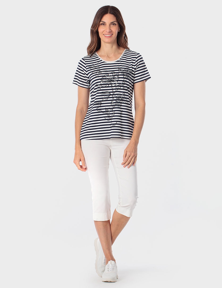 Playera manga corta Punt Roma cuello redondo para mujer