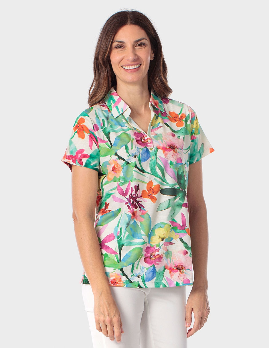 Blusa Punt Roma manga corta para mujer