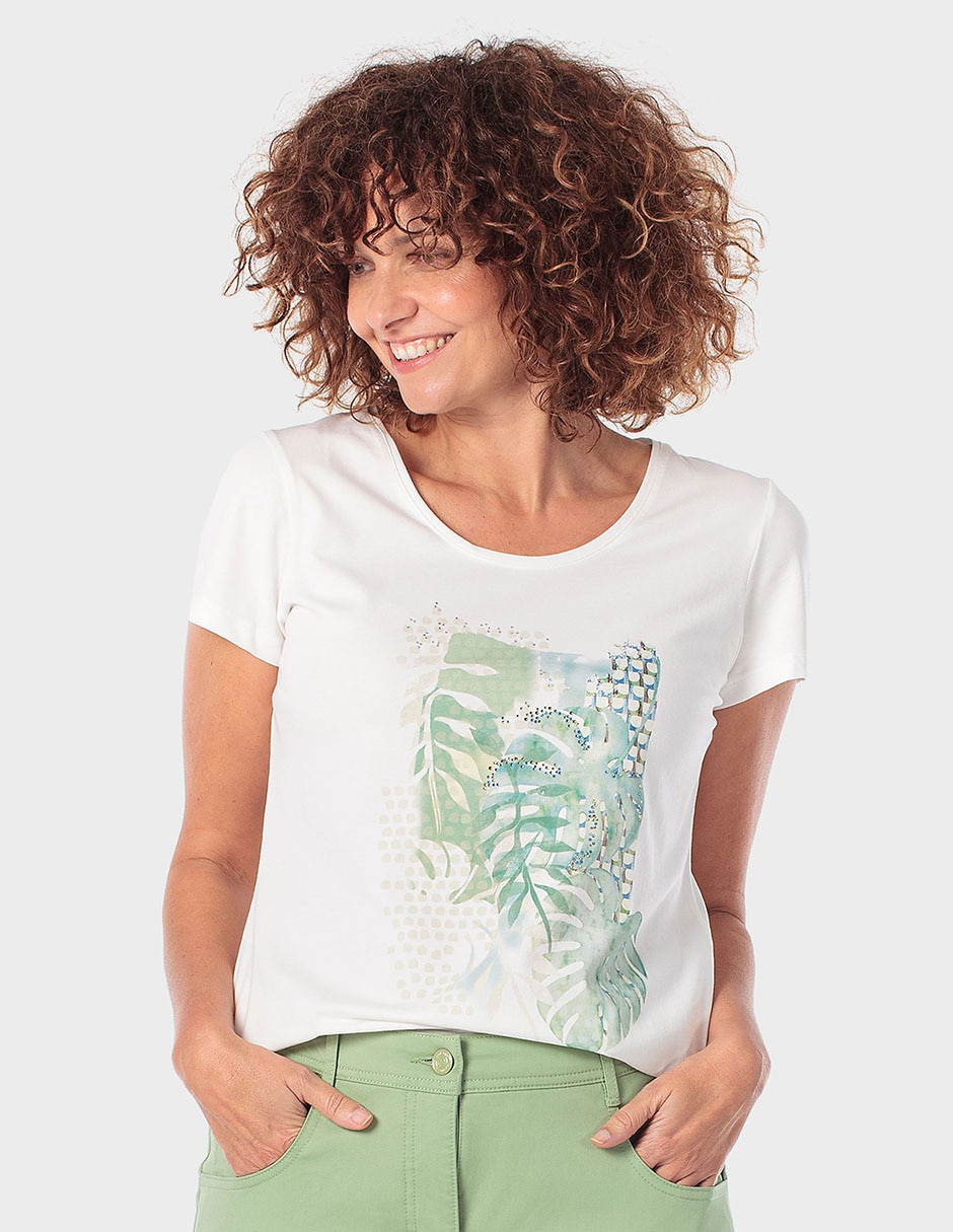 Playera manga corta cuello redondo para mujer