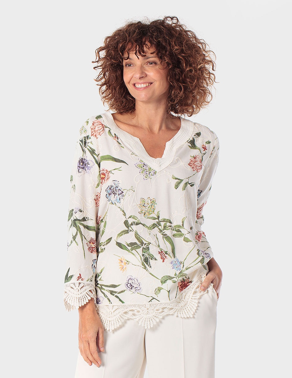 Blusa Punt Roma manga larga para mujer