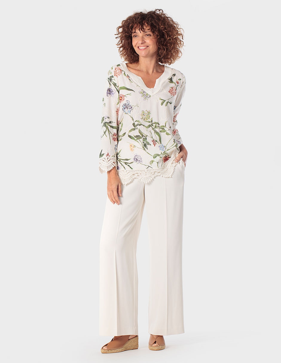 Blusa Punt Roma manga larga para mujer