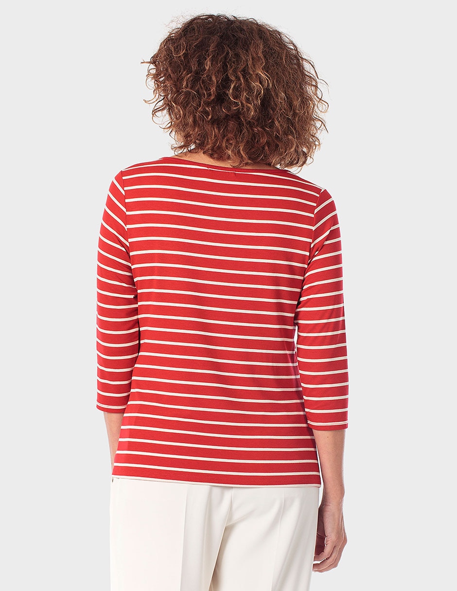 Playera manga 3/4 Punt Roma cuello ojal para mujer