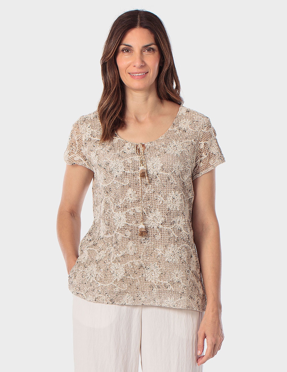 Blusa Punt Roma manga corta para mujer