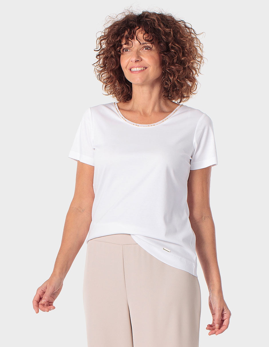 Playera manga corta cuello redondo para mujer 1