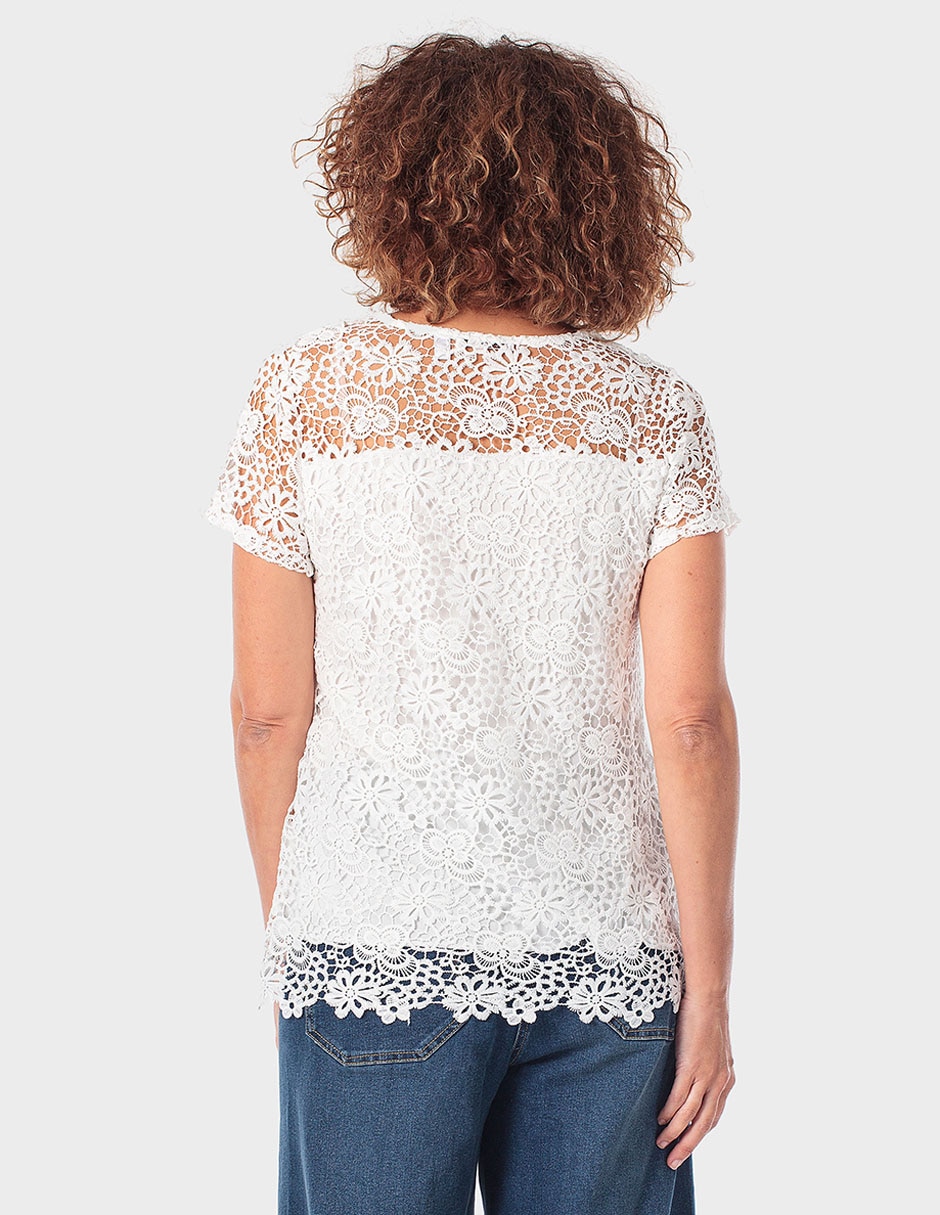 Playera manga corta Punt Roma cuello redondo para mujer
