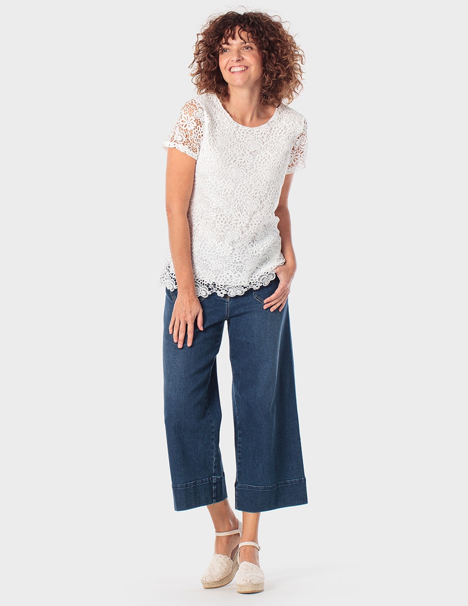 Playera manga corta Punt Roma cuello redondo para mujer