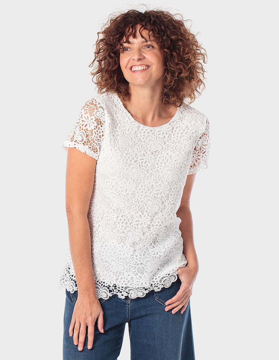 Playera manga corta cuello redondo para mujer